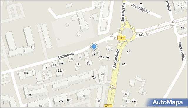 Biała Podlaska, Okopowa, 2, mapa Białej Podlaskiej