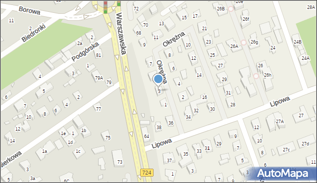 Bielawa, Okrężna, 3, mapa Bielawa