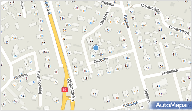 Bielsk Podlaski, Okrężna, 17, mapa Bielsk Podlaski