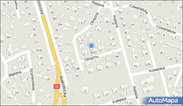 Bielsk Podlaski, Okrężna, 19, mapa Bielsk Podlaski