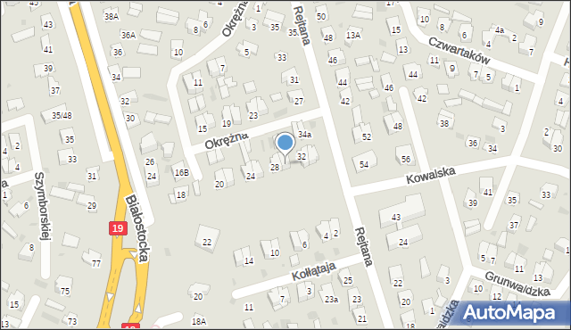 Bielsk Podlaski, Okrężna, 30, mapa Bielsk Podlaski
