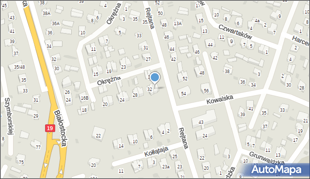 Bielsk Podlaski, Okrężna, 34, mapa Bielsk Podlaski