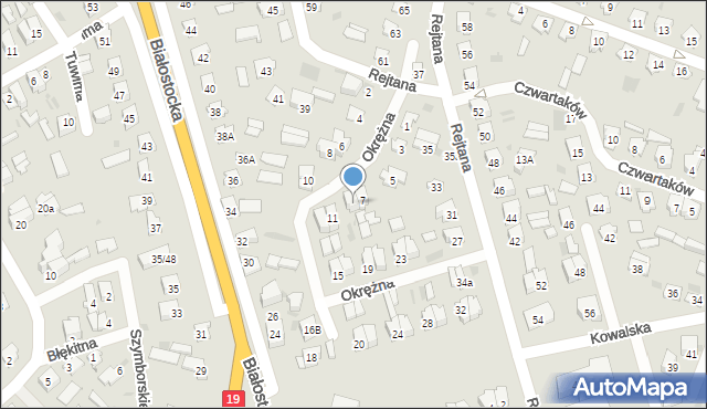 Bielsk Podlaski, Okrężna, 9, mapa Bielsk Podlaski