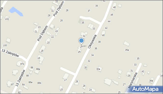 Bielsko-Biała, Oksywska, 27, mapa Bielsko-Białej