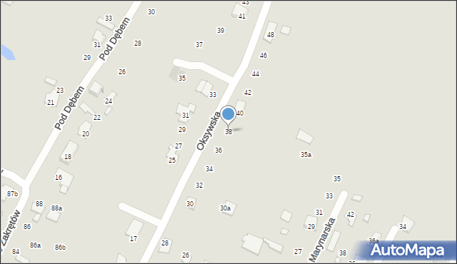 Bielsko-Biała, Oksywska, 38, mapa Bielsko-Białej