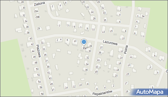 Biskupiec, Okrężna, 30a, mapa Biskupiec