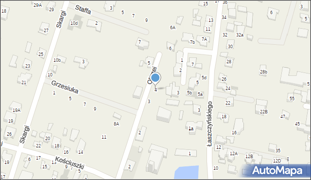 Blizne Jasińskiego, Okrzei Stefana, 4, mapa Blizne Jasińskiego