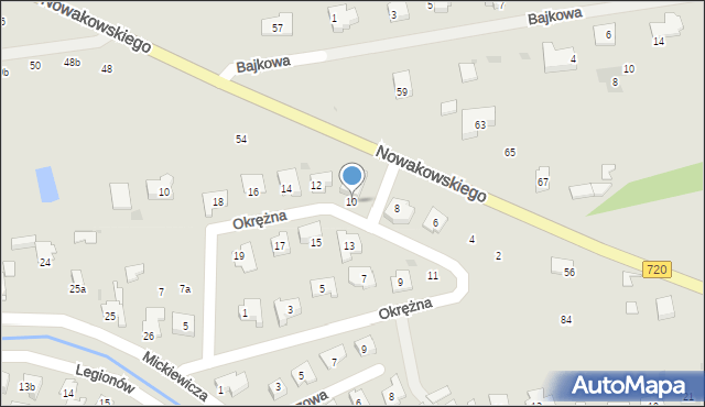 Błonie, Okrężna, 10, mapa Błonie
