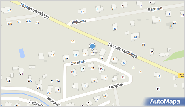 Błonie, Okrężna, 12, mapa Błonie