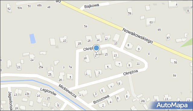 Błonie, Okrężna, 17, mapa Błonie