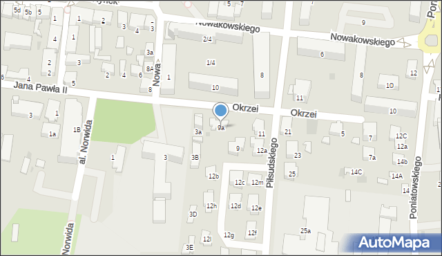 Błonie, Okrzei Stefana, 9a, mapa Błonie