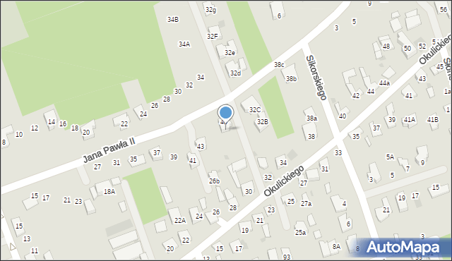Brzesko, Okulickiego Leopolda, gen., 30A, mapa Brzesko