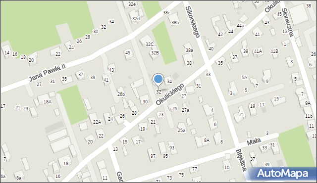 Brzesko, Okulickiego-Niedźwiadka Leopolda, gen., 32, mapa Brzesko
