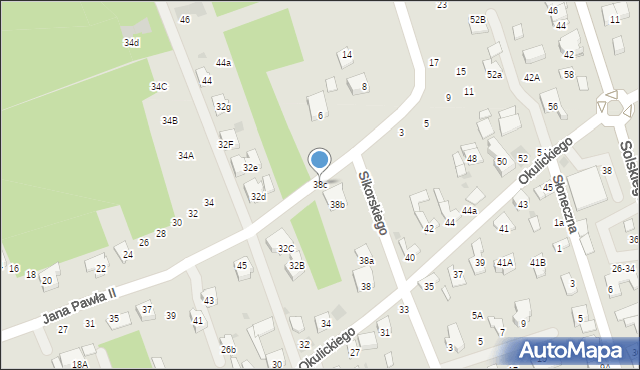 Brzesko, Okulickiego-Niedźwiadka Leopolda, gen., 38c, mapa Brzesko