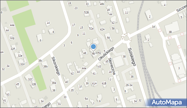 Brzesko, Okulickiego-Niedźwiadka Leopolda, gen., 50, mapa Brzesko
