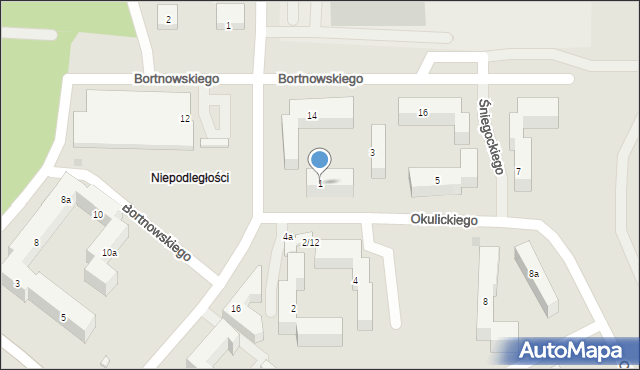 Bydgoszcz, Okulickiego-Niedźwiadka Leopolda, gen., 1, mapa Bydgoszczy