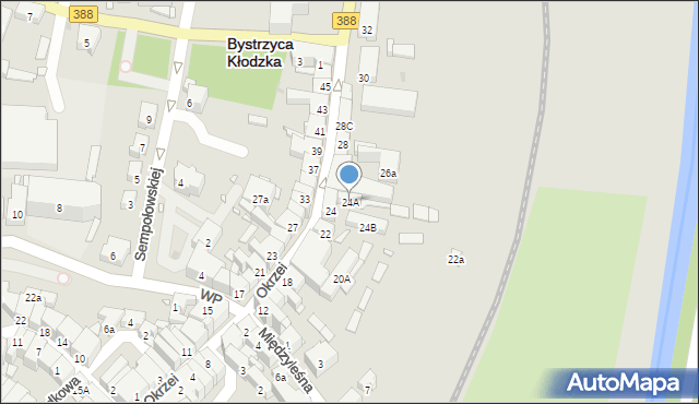 Bystrzyca Kłodzka, Okrzei Stefana, 24A, mapa Bystrzyca Kłodzka