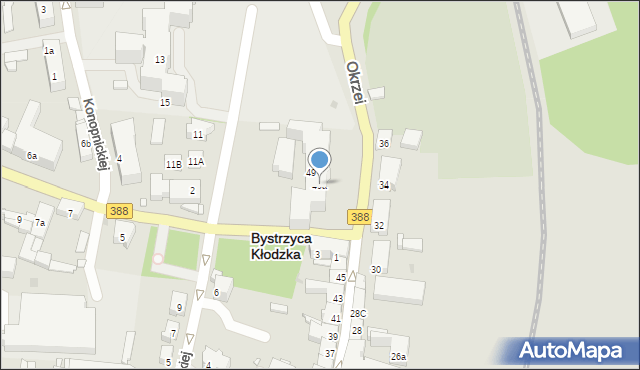 Bystrzyca Kłodzka, Okrzei Stefana, 49a, mapa Bystrzyca Kłodzka