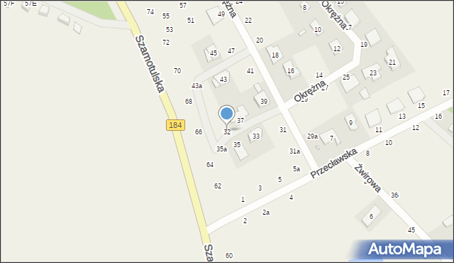 Cerekwica, Okrężna, 32, mapa Cerekwica