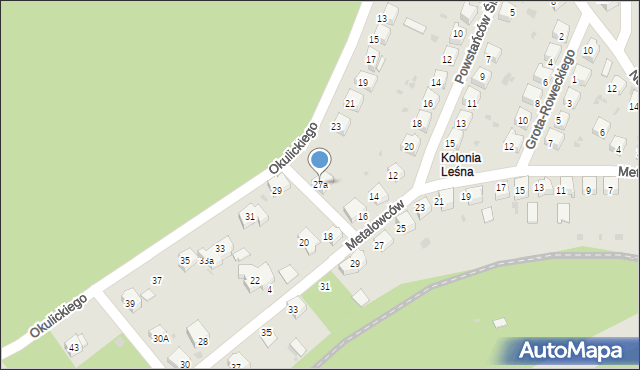 Chrzanów, Okulickiego-Niedźwiadka Leopolda, gen., 27a, mapa Chrzanów