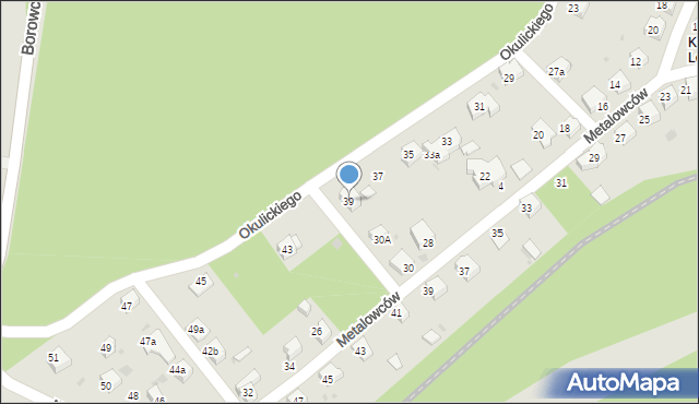Chrzanów, Okulickiego-Niedźwiadka Leopolda, gen., 39, mapa Chrzanów