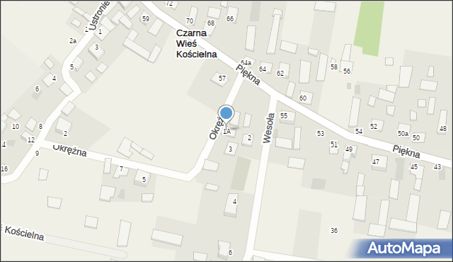 Czarna Wieś Kościelna, Okrężna, 1A, mapa Czarna Wieś Kościelna