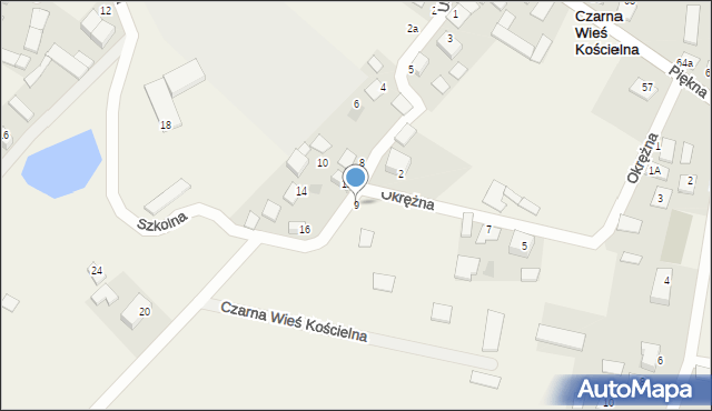 Czarna Wieś Kościelna, Okrężna, 9, mapa Czarna Wieś Kościelna