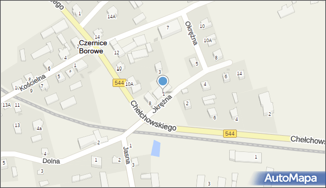 Czernice Borowe, Okrężna, 1, mapa Czernice Borowe