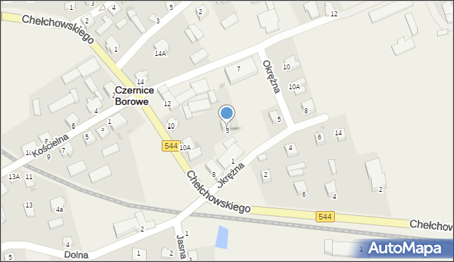 Czernice Borowe, Okrężna, 3, mapa Czernice Borowe