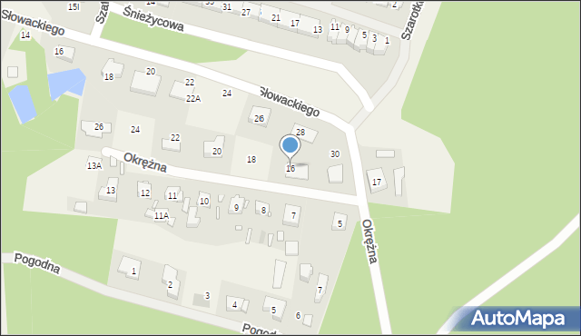 Czerwonak, Okrężna, 16, mapa Czerwonak