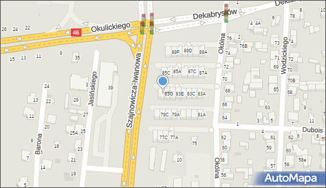 Częstochowa, Okólna, 83H, mapa Częstochowy