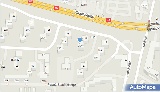 Częstochowa, Okulickiego Leopolda, gen., 21A, mapa Częstochowy
