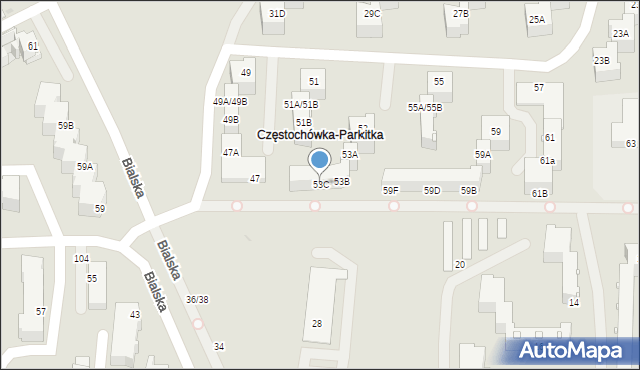 Częstochowa, Okulickiego Leopolda, gen., 53C, mapa Częstochowy