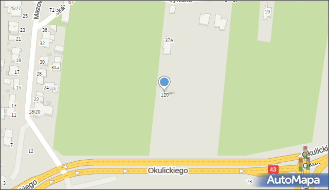 Częstochowa, Okulickiego-Niedźwiadka Leopolda, gen., 120, mapa Częstochowy
