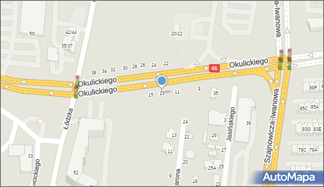 Częstochowa, Okulickiego-Niedźwiadka Leopolda, gen., 13, mapa Częstochowy