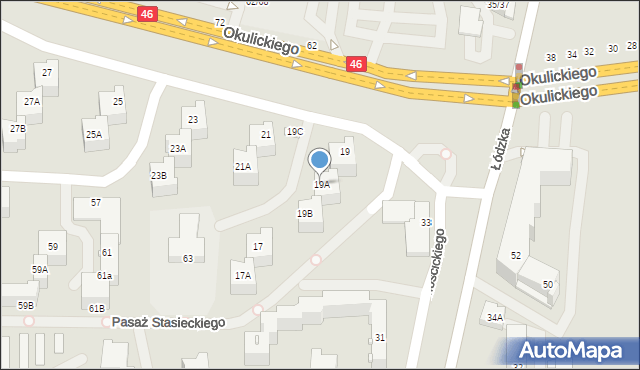 Częstochowa, Okulickiego-Niedźwiadka Leopolda, gen., 19A, mapa Częstochowy