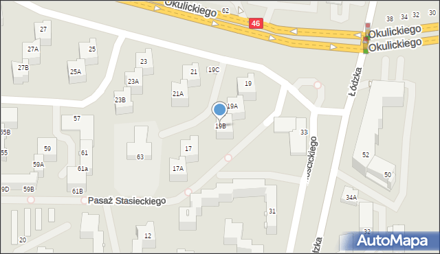 Częstochowa, Okulickiego-Niedźwiadka Leopolda, gen., 19B, mapa Częstochowy