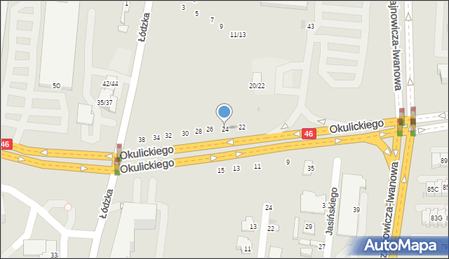 Częstochowa, Okulickiego-Niedźwiadka Leopolda, gen., 24, mapa Częstochowy