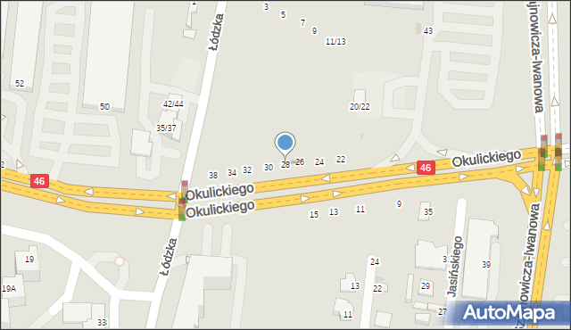 Częstochowa, Okulickiego-Niedźwiadka Leopolda, gen., 28, mapa Częstochowy