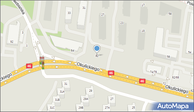 Częstochowa, Okulickiego-Niedźwiadka Leopolda, gen., 82, mapa Częstochowy