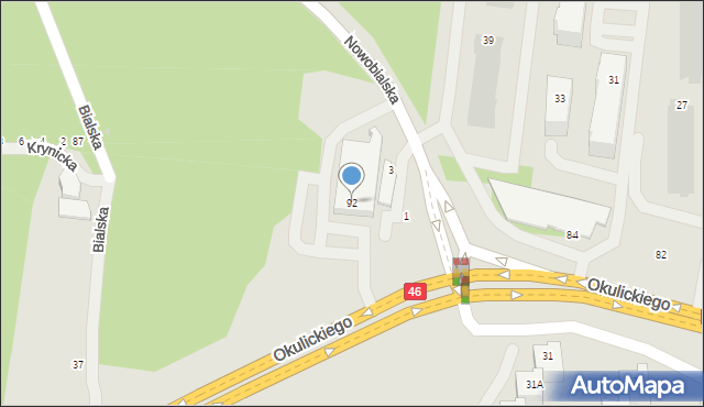 Częstochowa, Okulickiego-Niedźwiadka Leopolda, gen., 92, mapa Częstochowy