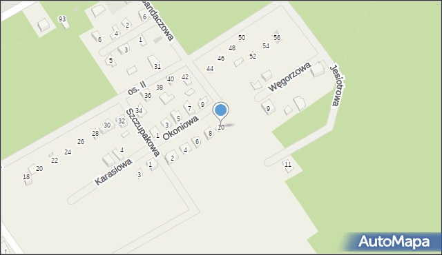 Dominice, Okoniowa, 10, mapa Dominice