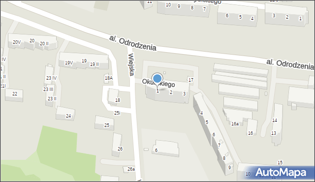 Elbląg, Okulickiego-Niedźwiadka Leopolda, gen., 1, mapa Elbląga