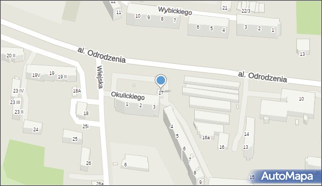 Elbląg, Okulickiego-Niedźwiadka Leopolda, gen., 17, mapa Elbląga