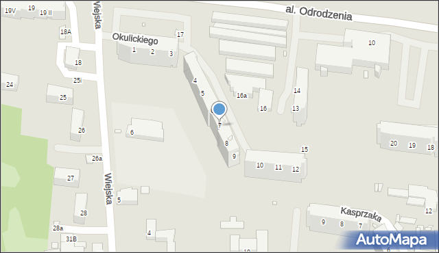 Elbląg, Okulickiego-Niedźwiadka Leopolda, gen., 7, mapa Elbląga