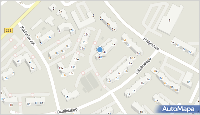 Gdańsk, Okulickiego-Niedźwiadka Leopolda, gen., 4d, mapa Gdańska