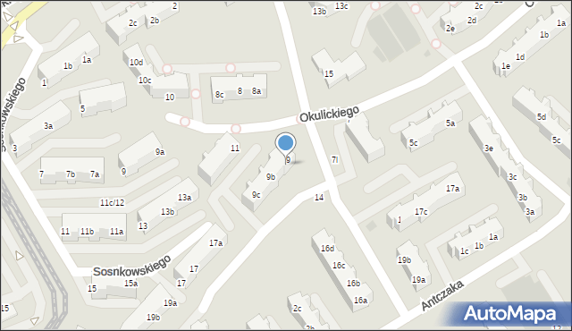 Gdańsk, Okulickiego-Niedźwiadka Leopolda, gen., 9a, mapa Gdańska