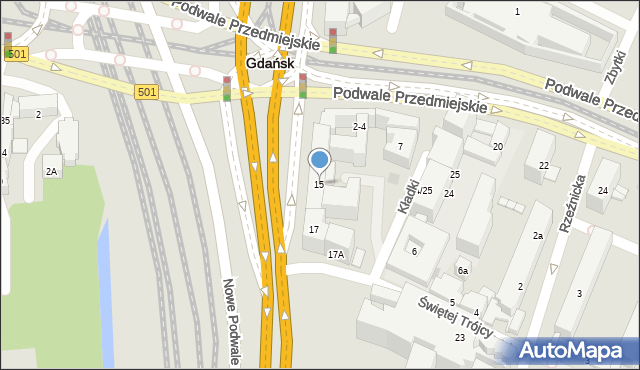 Gdańsk, Okopowa, 15, mapa Gdańska