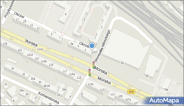 Gdynia, Okrzei Stefana, 1, mapa Gdyni