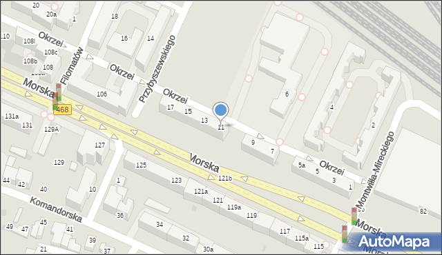 Gdynia, Okrzei Stefana, 11, mapa Gdyni